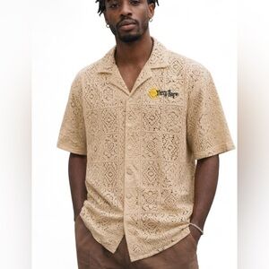 Men's Beige Short Sleeve Shirt